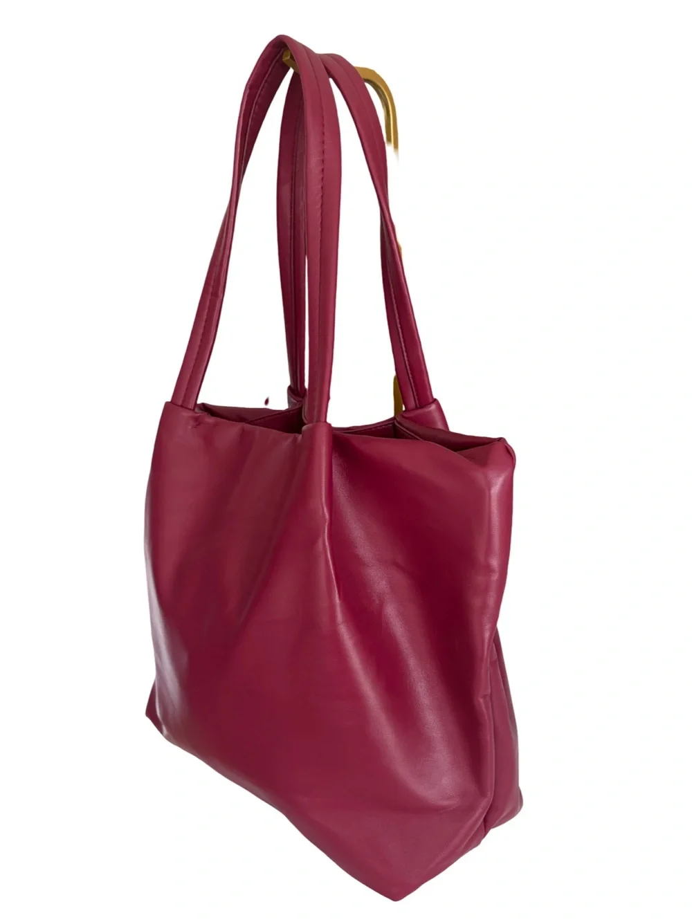 Neiman Marcus Burgundy Faux Leather Tote Bag